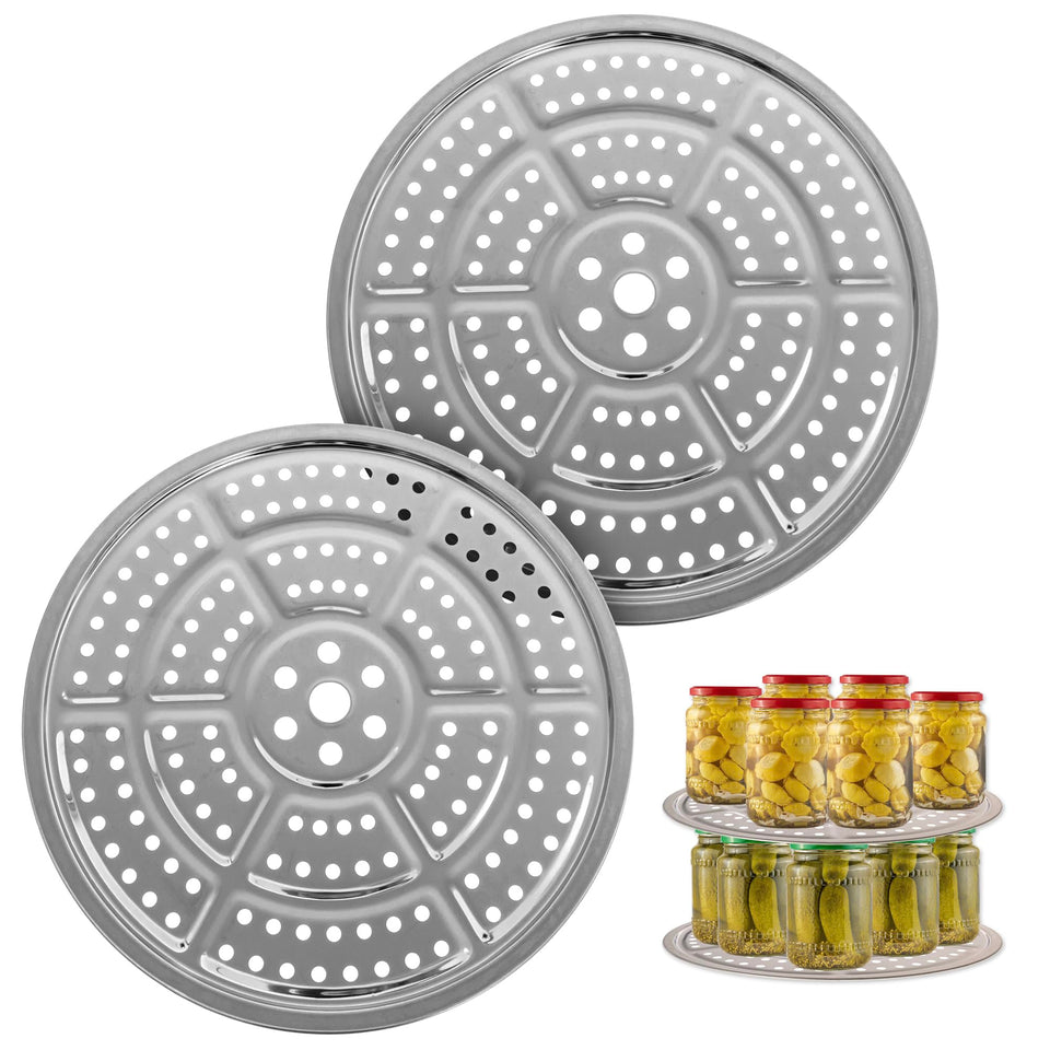 IMPRESA stainless steel canning rack with stackable 11-inch design for efficient batch canning.