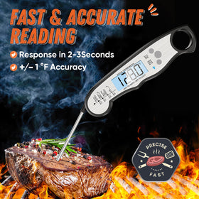 ImSaferell Digital Meat Thermometer, backlit display for easy night-time grilling.