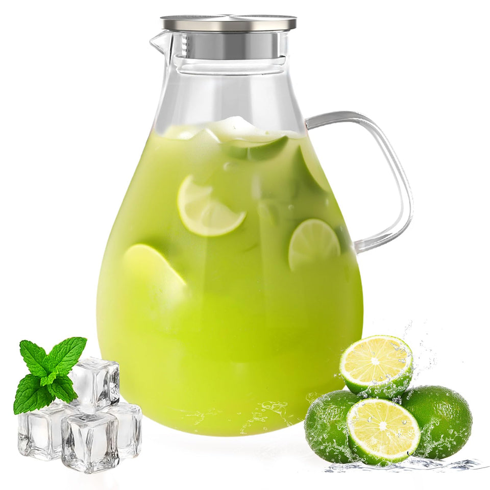 imsav glass pitcher with lid and handle for easy pouring at gatherings