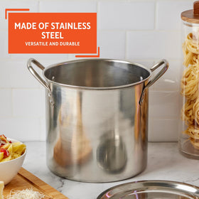 Imusa 12 Qt stock pot stainless interior offers durable cooking and easy cleanup