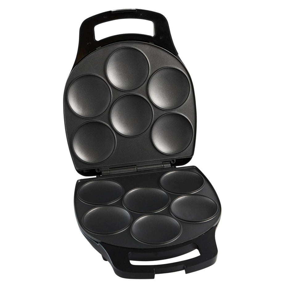 Imusa 6-slot electric arepa maker in matte black for quick family meals