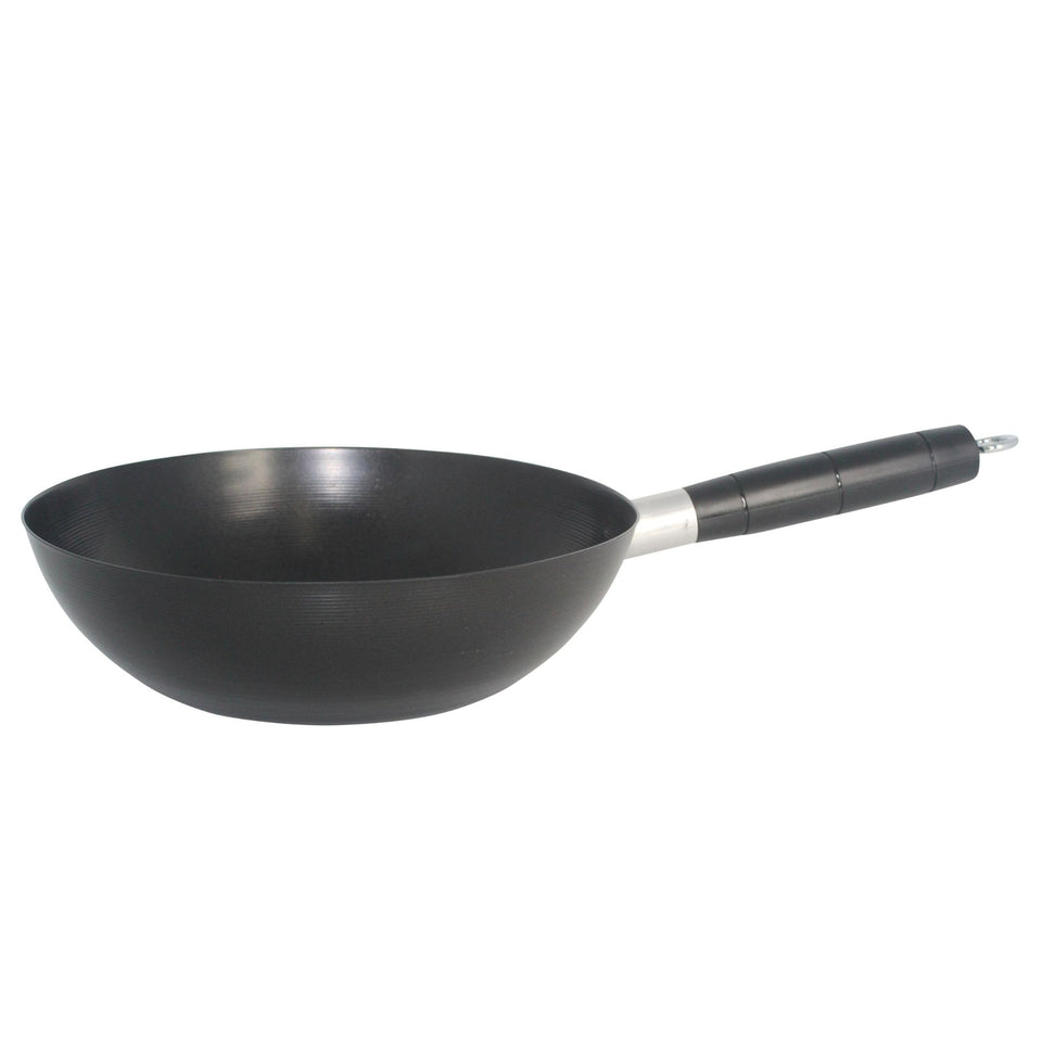 IMUSA 9.5-inch carbon steel wok top view for versatile stir-fry and easy prep