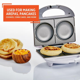 IMUSA Arepa Maker compact design fits small kitchens and counters.