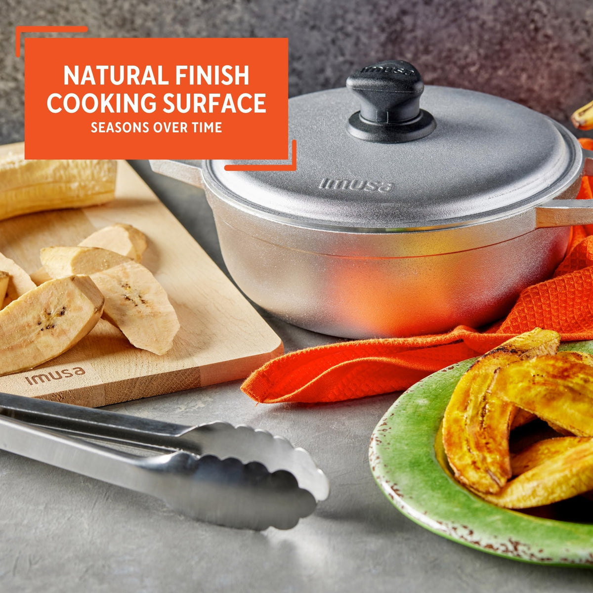 IMUSA Caldero 2QT oven-safe without lid for versatile finishing.