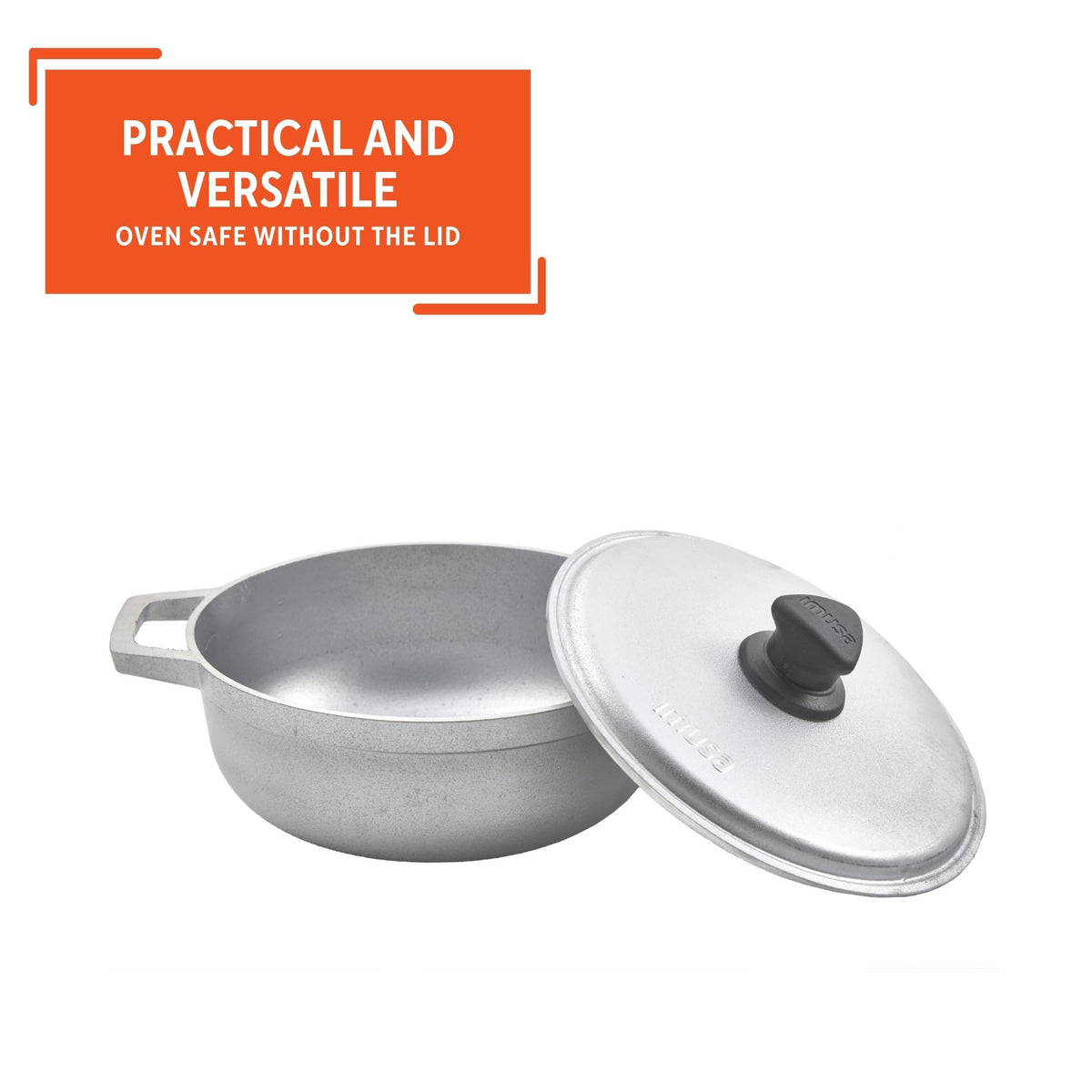 IMUSA Caldero 2QT riveted handles provide secure grip during cooking.