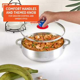 Imusa easy-grip handles offer secure lifting during cooking.