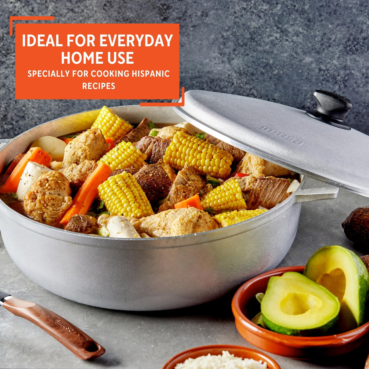 Imusa caldero for braising and simmering traditional dishes with ease.