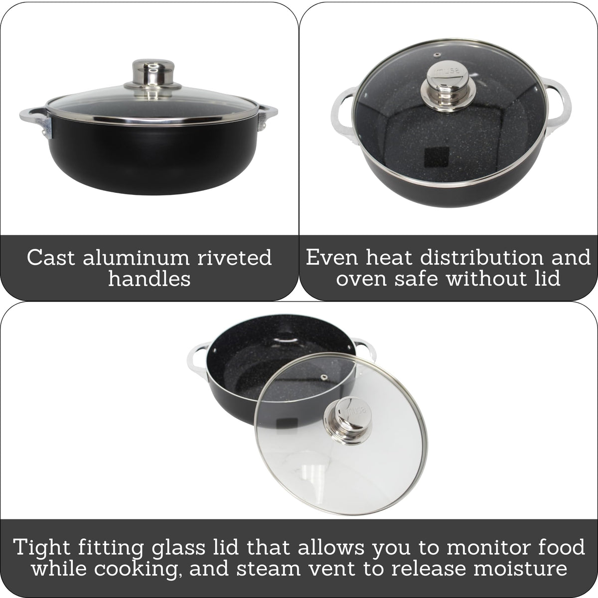 IMUSA ceramic nonstick inside for effortless cooking and cleanup.