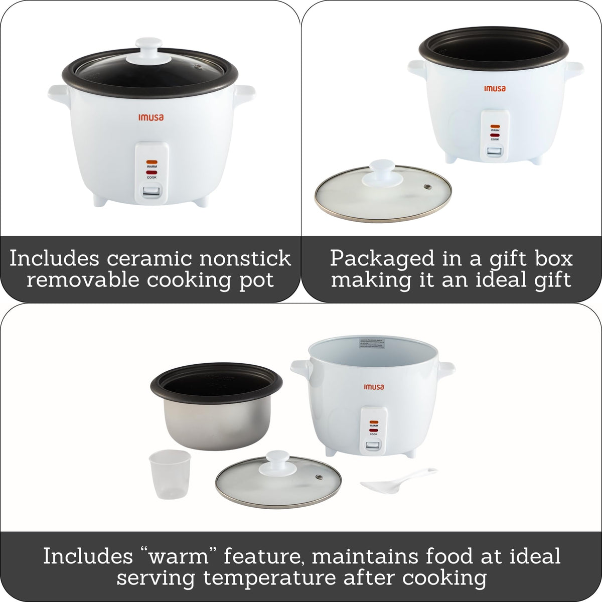 Imusa ceramic nonstick pot removed for easy cleaning and healthy cooking.