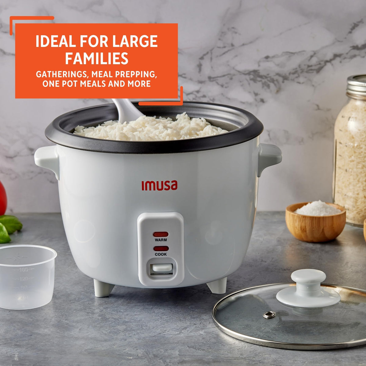 Imusa compact design fits dorm rooms and RV kitchens.