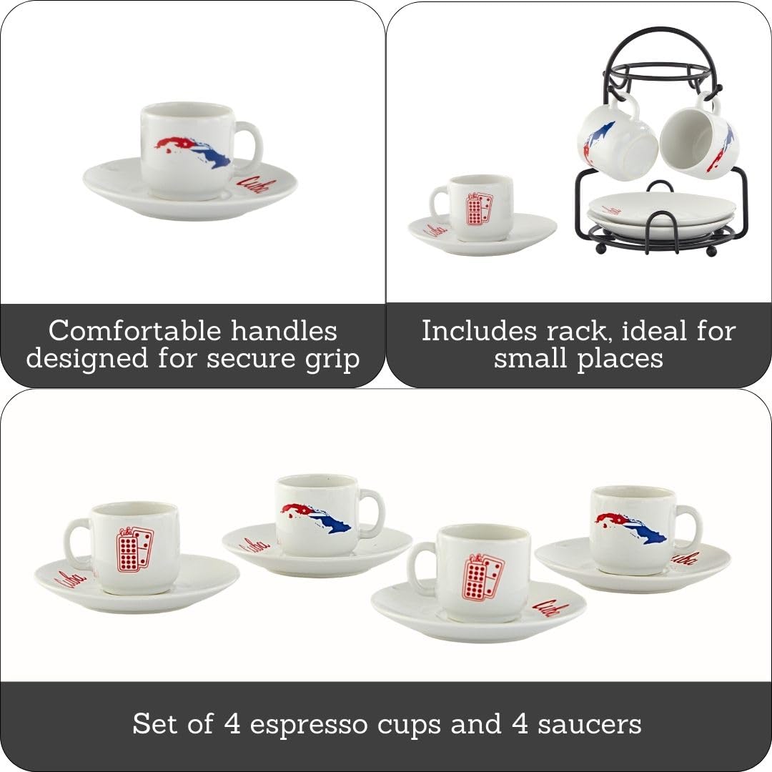 Imusa Cuban espresso saucers matching the cups for elegant service.