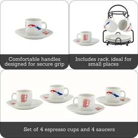 Imusa Cuban espresso saucers matching the cups for elegant service.