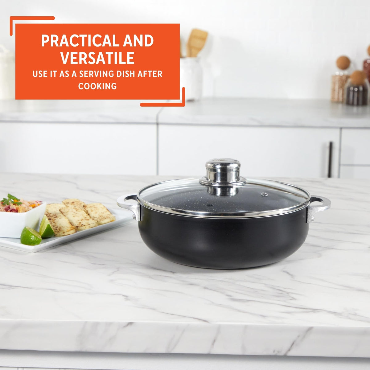 IMUSA easy-grip riveted handles offer secure, comfortable lifting.