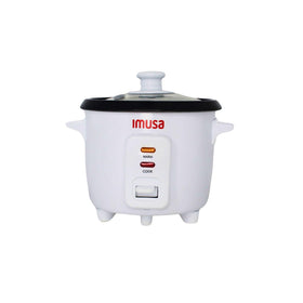 IMUSA rice cooker with white exterior for compact, stylish meal prep.