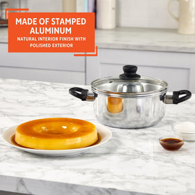 IMUSA flan double boiler removable insert adds versatility as a stock pot.