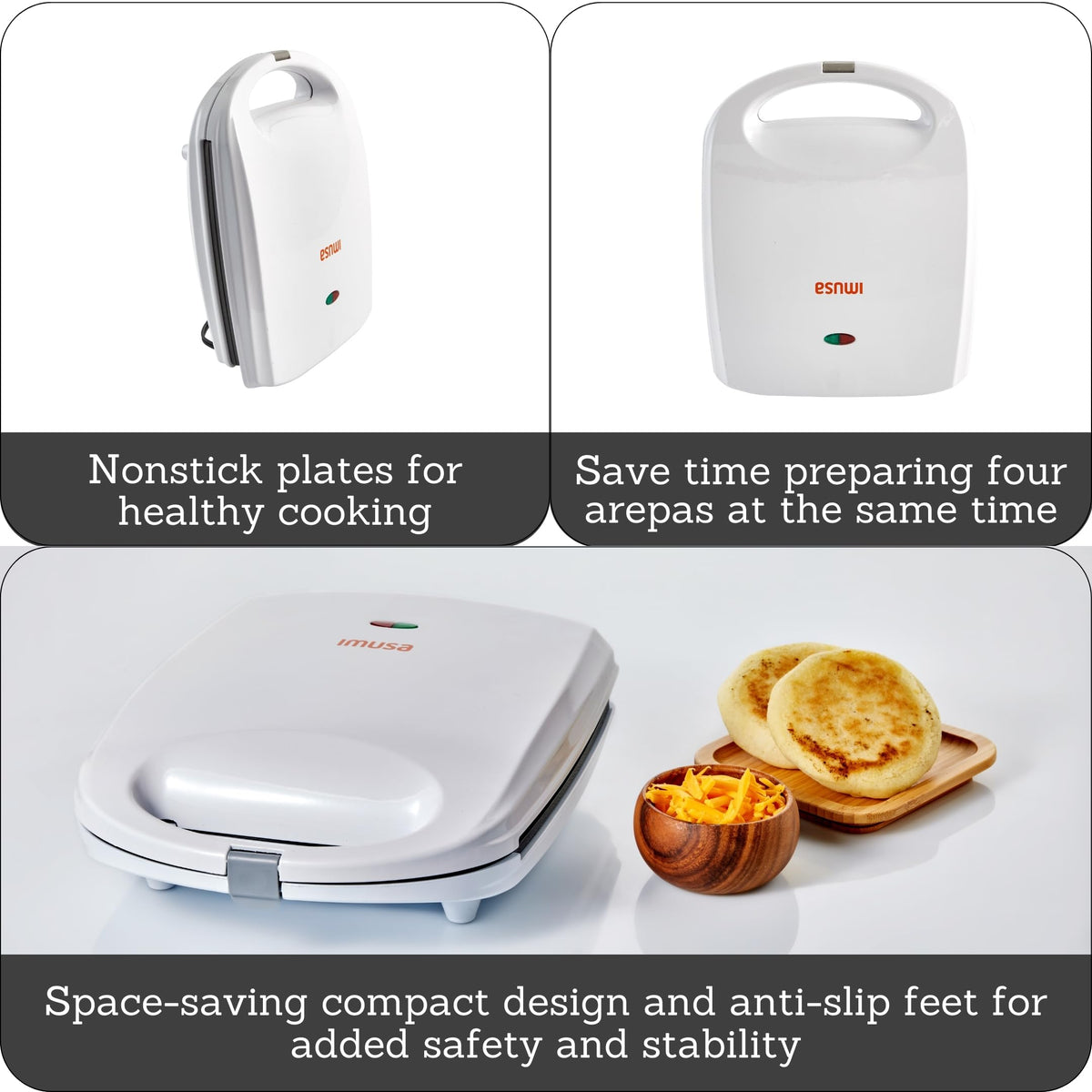 Imusa GAU-80300 white exterior adds sleek style to any kitchen.