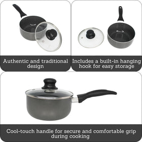 Imusa saucepan with cool-touch handle for safe everyday cooking