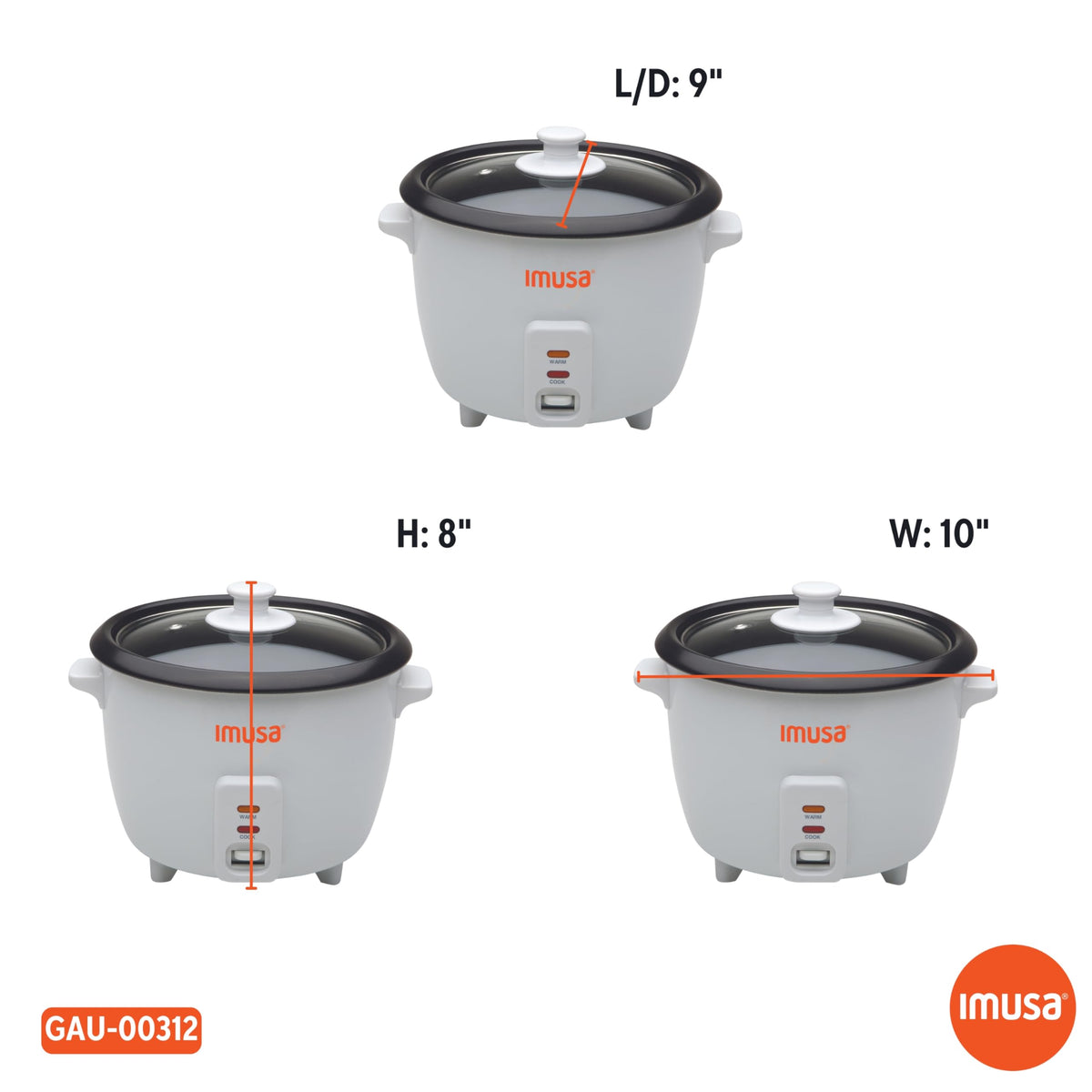 Imusa included spoon and measuring cup for easy cooking.