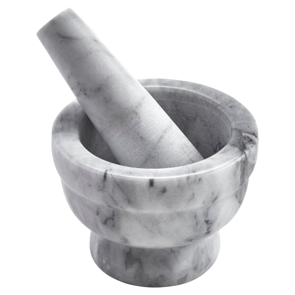 IMUSA marble mortar and pestle compact 3.75-inch for small-batch grinding and flavor release.