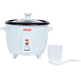 Imusa mini electric rice cooker showing compact capacity ideal for small spaces.