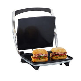 IMUSA panini press top view shows the large 12x10 inch surface for multiple servings.