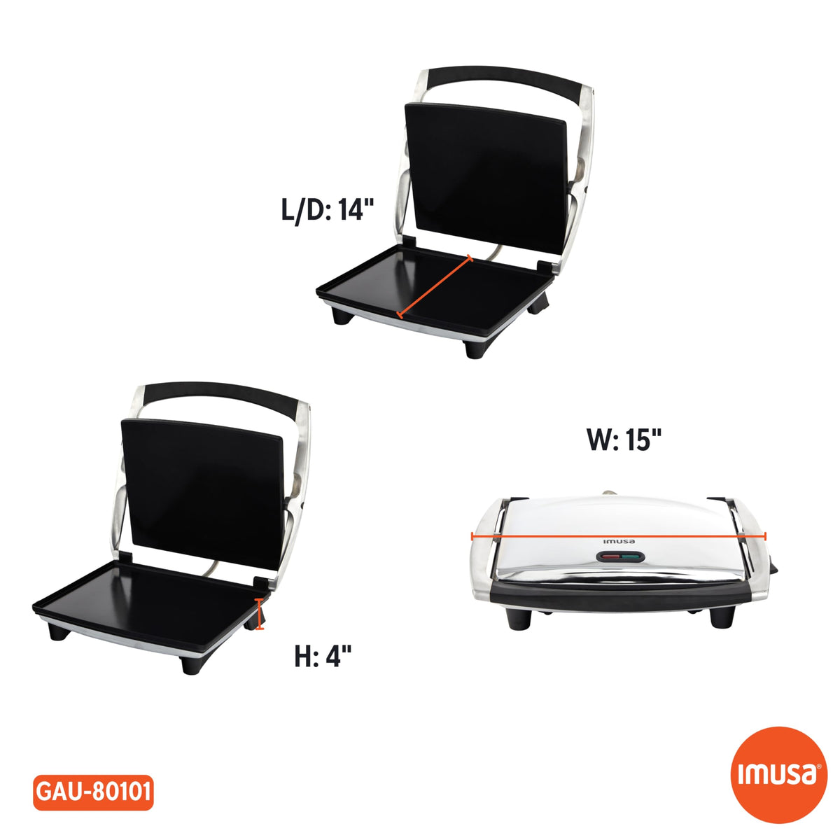 Effortless cleanup with the IMUSA panini press ceramic nonstick surface.