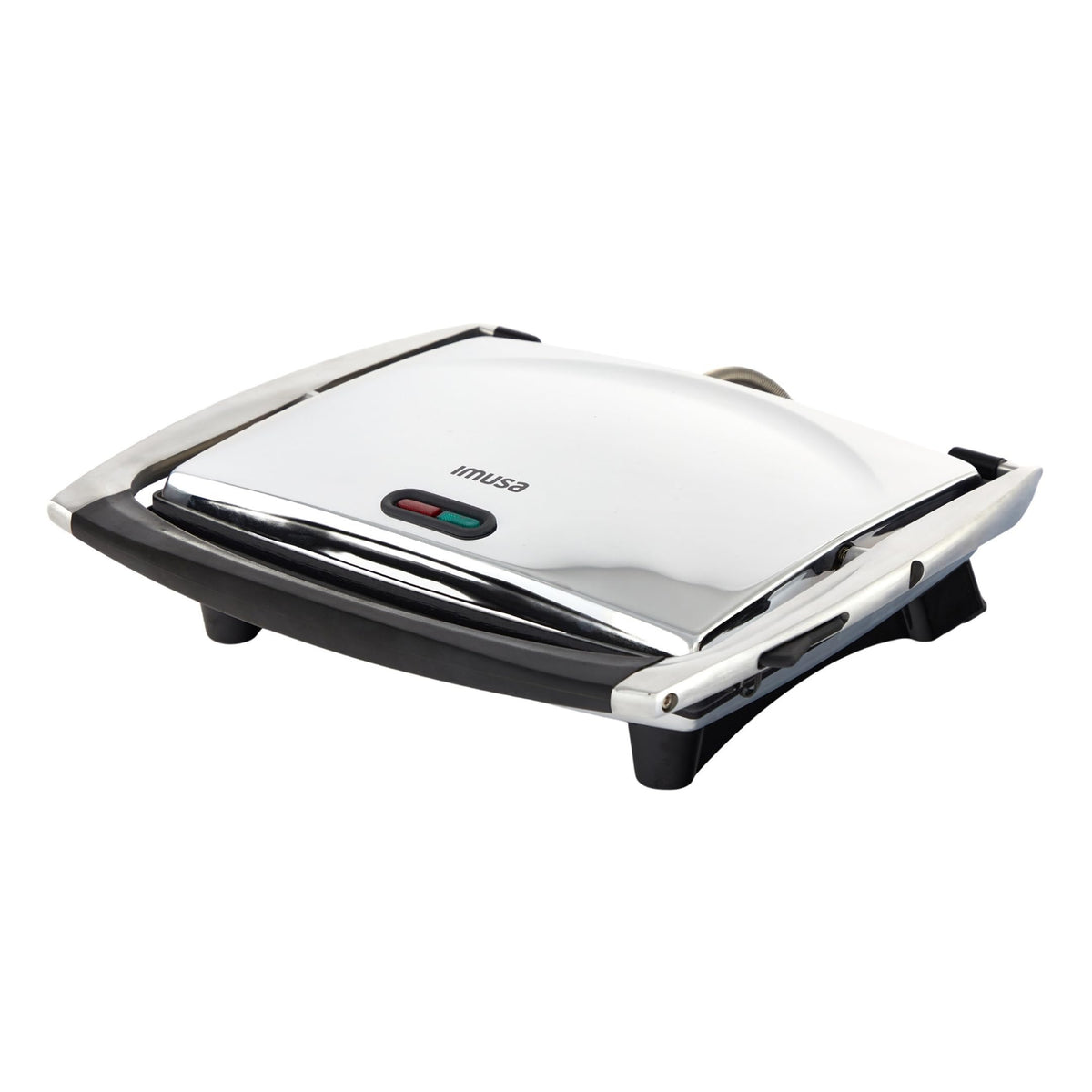 Close-up of flat plates on the IMUSA panini press highlighting even browning.