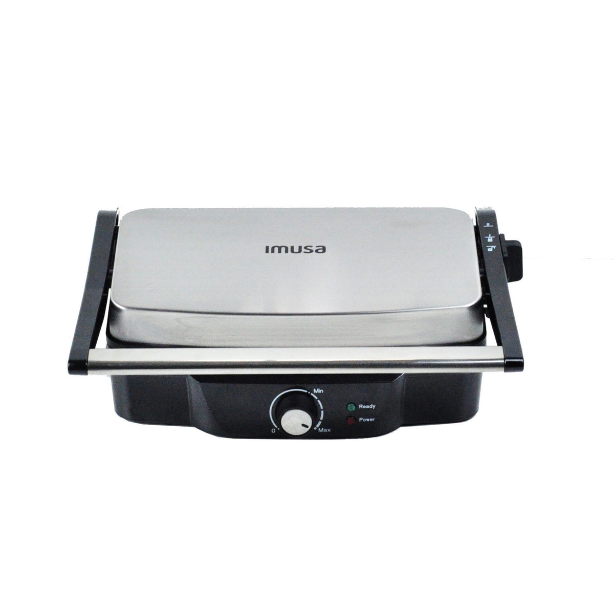 IMUSA Panini Press open plates showing even heat distribution for crisp results