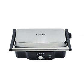 IMUSA Panini Press open plates showing even heat distribution for crisp results