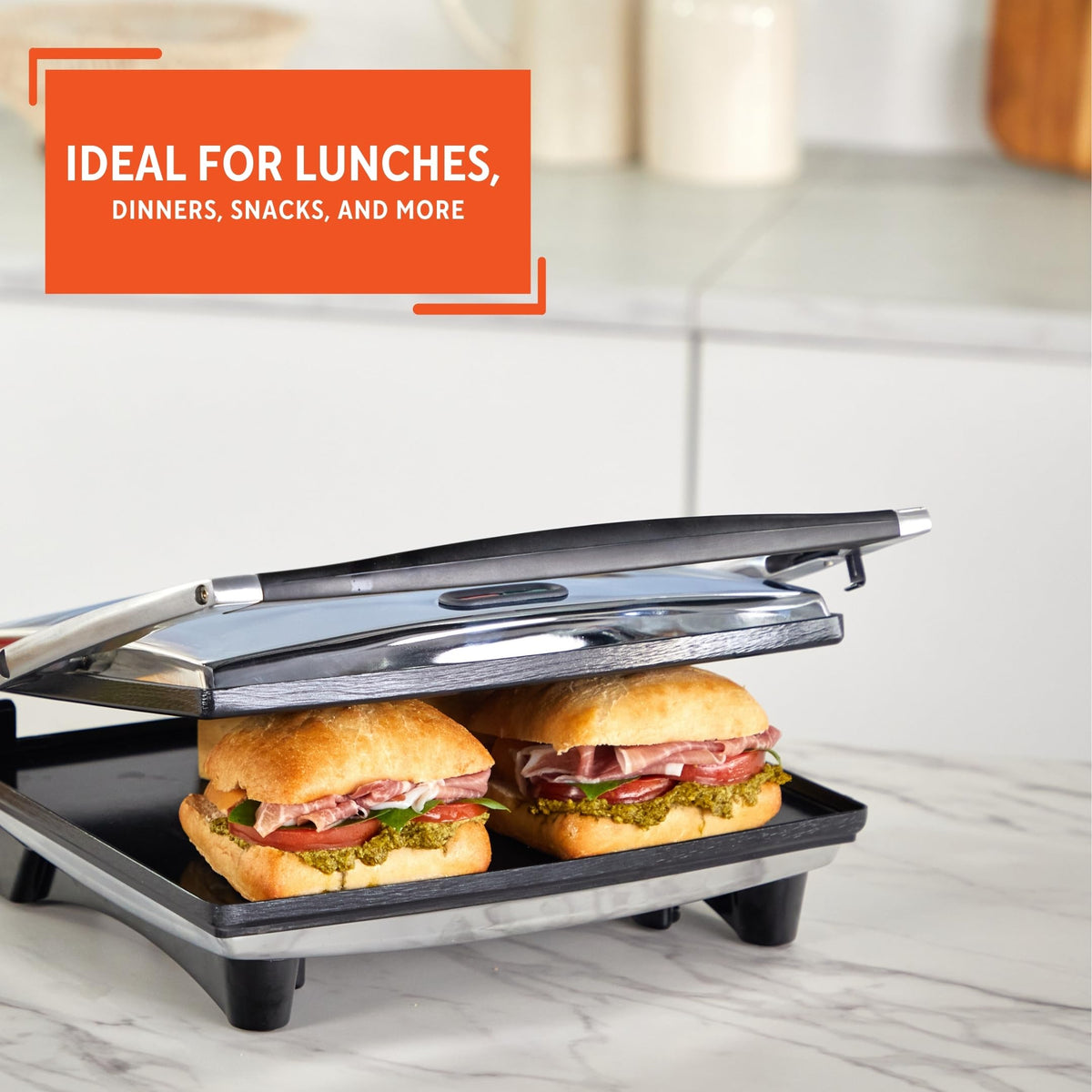 Gift box packaging of the IMUSA panini press ready for gifting.
