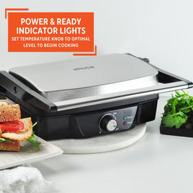 IMUSA Panini Press ready indicator lights show when preheated