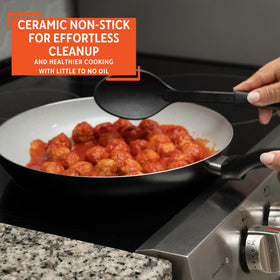 Imusa Premier gray speckled ceramic coating delivers even heat
