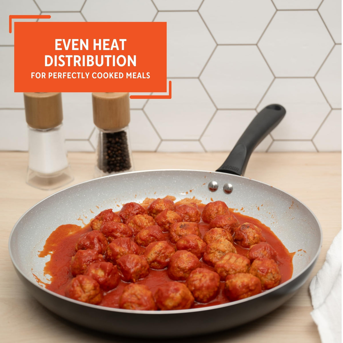 Imusa Premier lightweight aluminum fry pan for quick, responsive heating