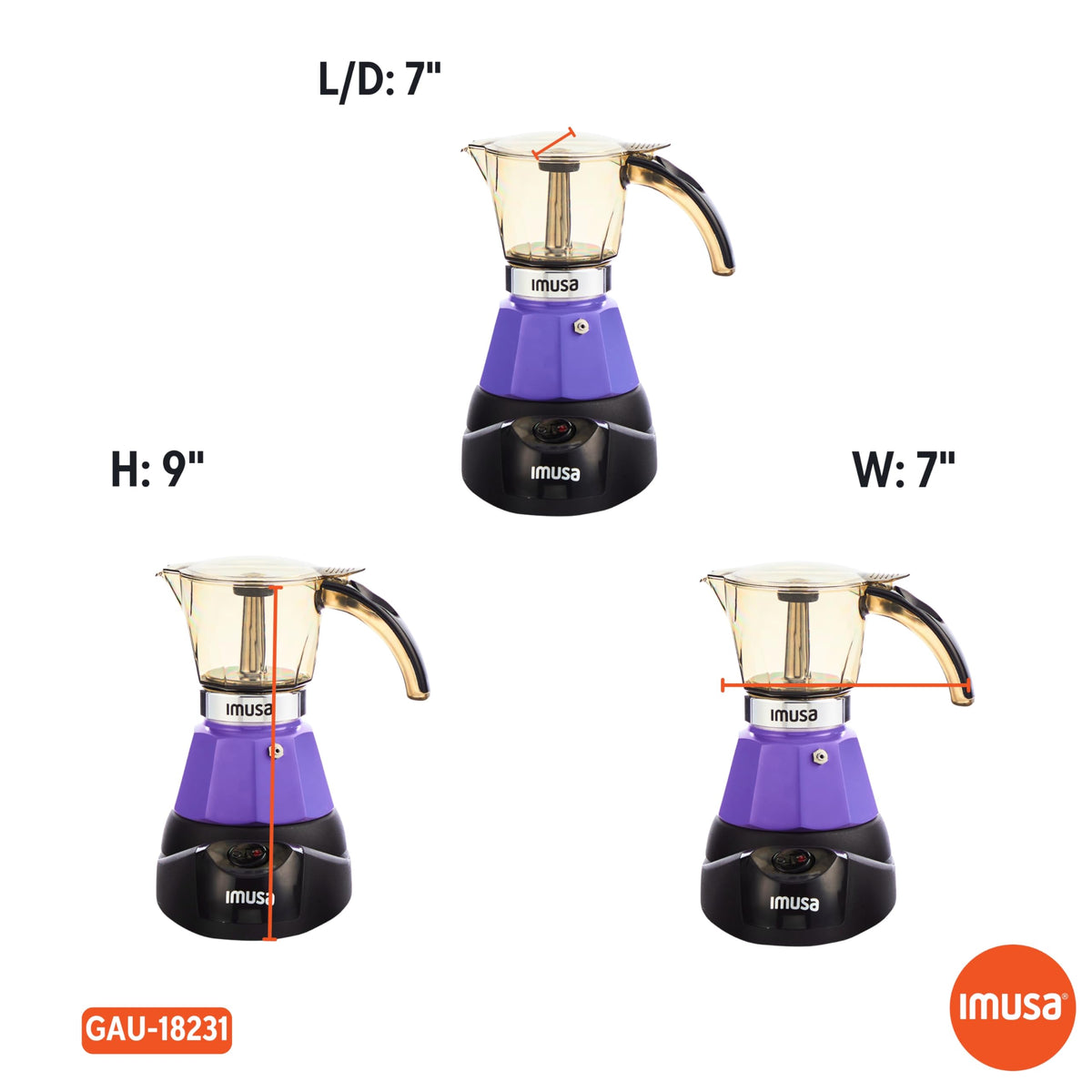 IMUSA Purple Espresso Maker gift-box packaging for coffee lovers