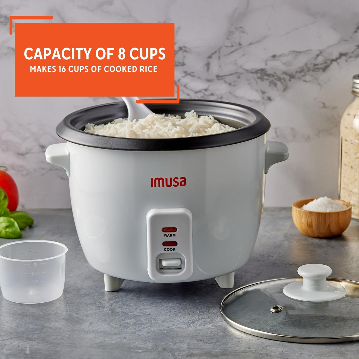 IMUSA rice cooker control panel demonstrates simple on-off operation.