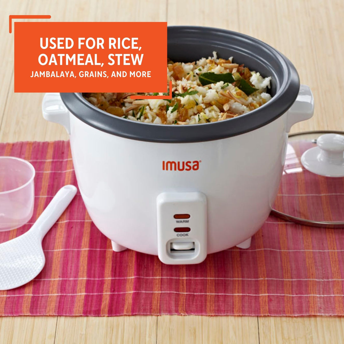 IMUSA included serving spoon and measuring cup for precise portions.