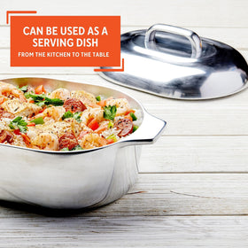 Imusa roaster handles double as serving dishes.