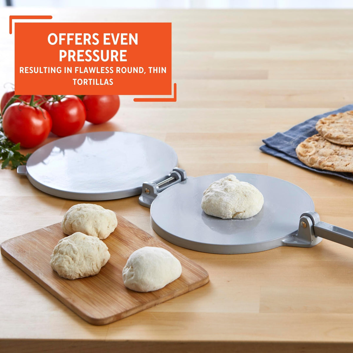 IMUSA press with arepas and flatbreads for versatile kitchen use