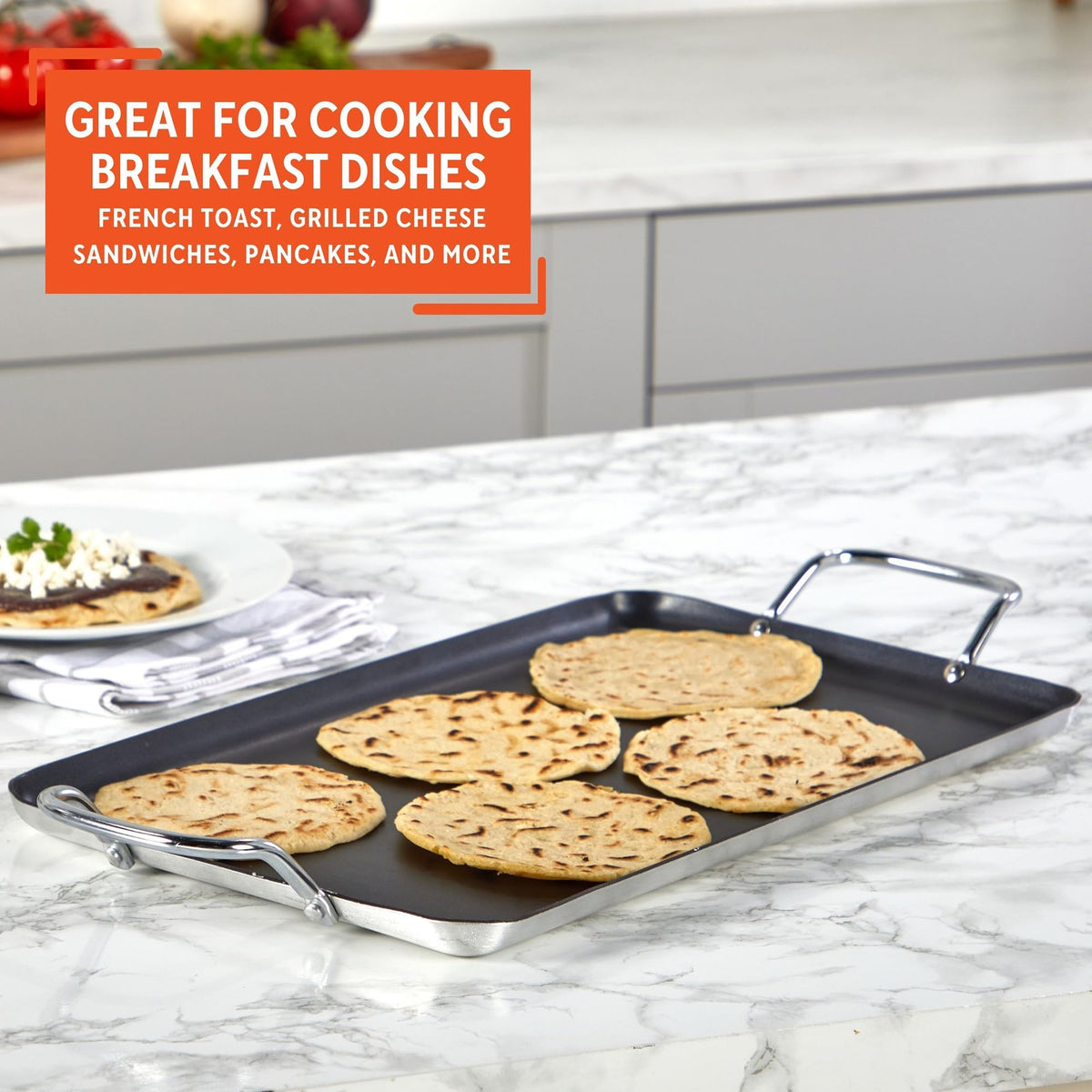 Imusa surface ideal for tortillas, arepas, and quesadillas preparation