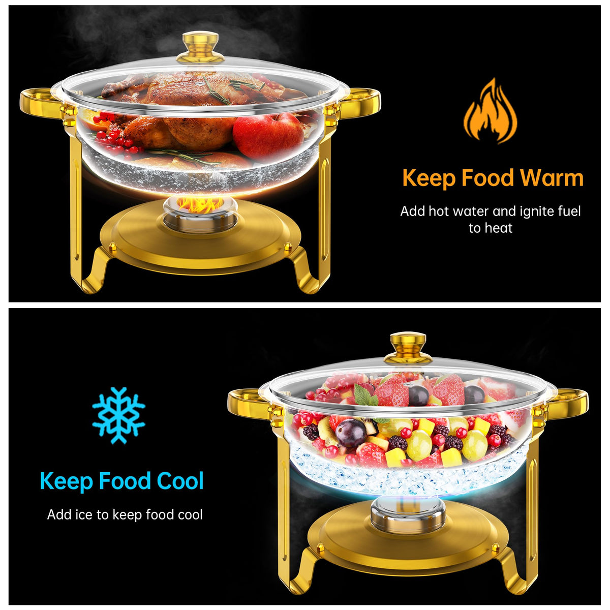 IMXSUMDA chafing dish set ready for service at weddings and events.
