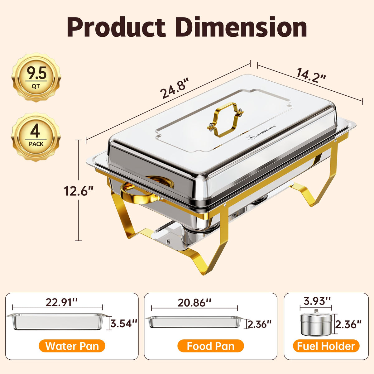 IMXSUMDA chafing dish mains pans full-size, ready for mains at events.
