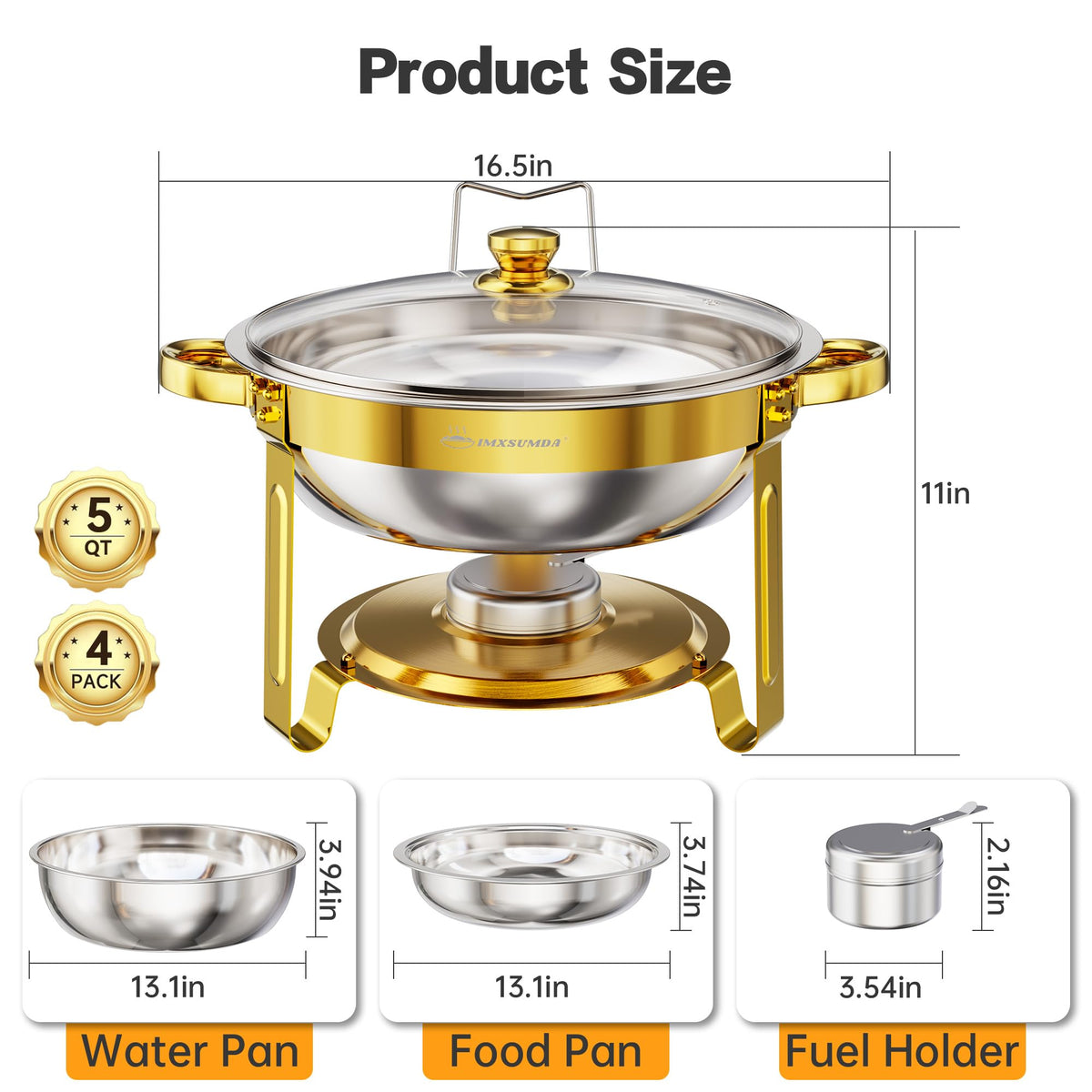 IMXSUMDA dishwasher-safe design supports quick buffet turnover.