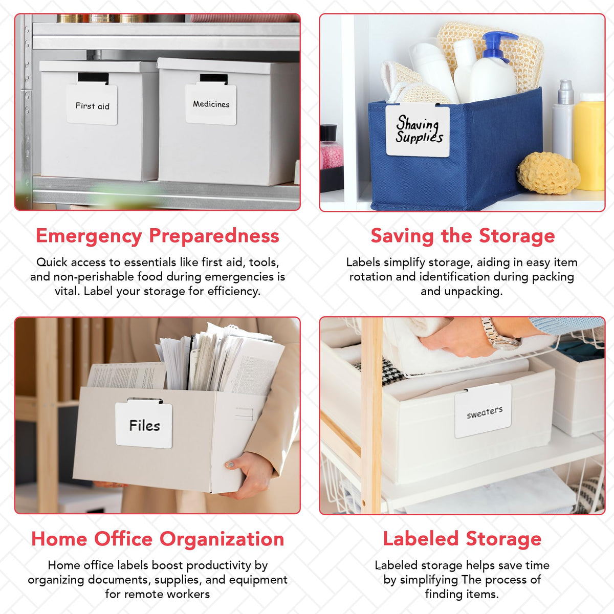 In Apple Pie eight-bin labeling set for cohesive organization.