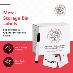 In Apple Pie clip-on bin labels provide secure fit for busy pantries.