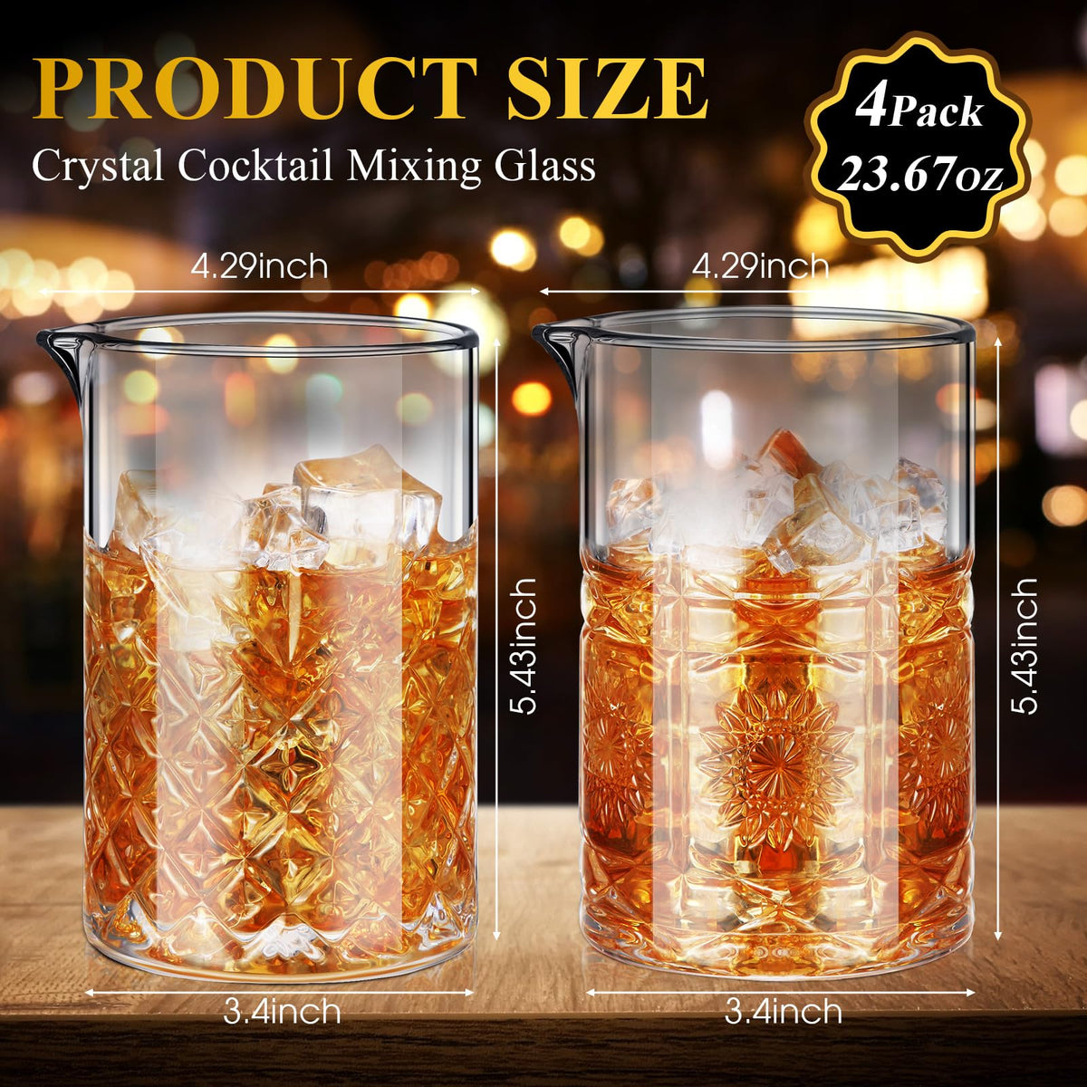 Inbagi diamond-pattern embossed mixing glass adds elegance to cocktails.