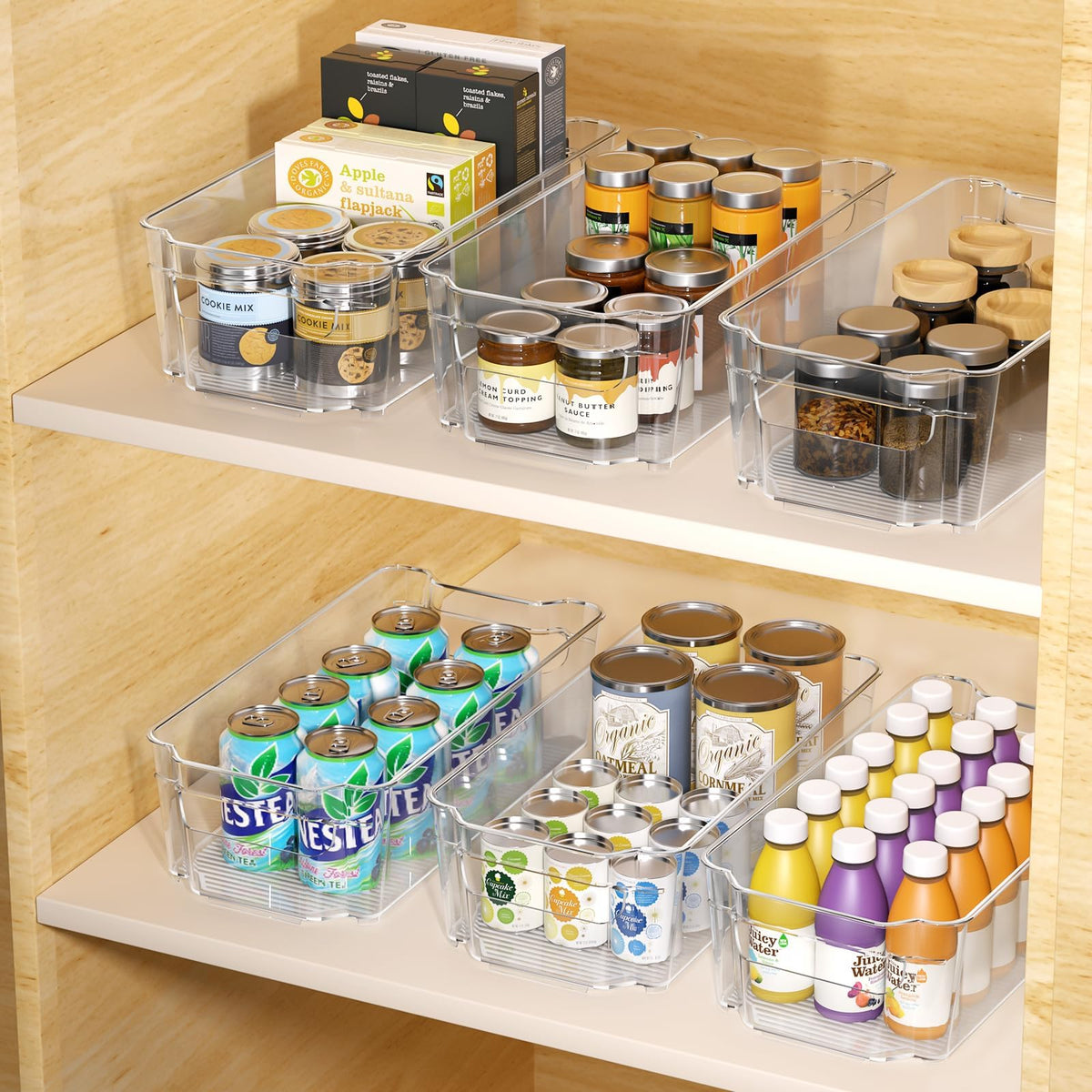 Incostar clear-fridge-organizer-bin-12-4inch-6pack improves visibility and quick access.