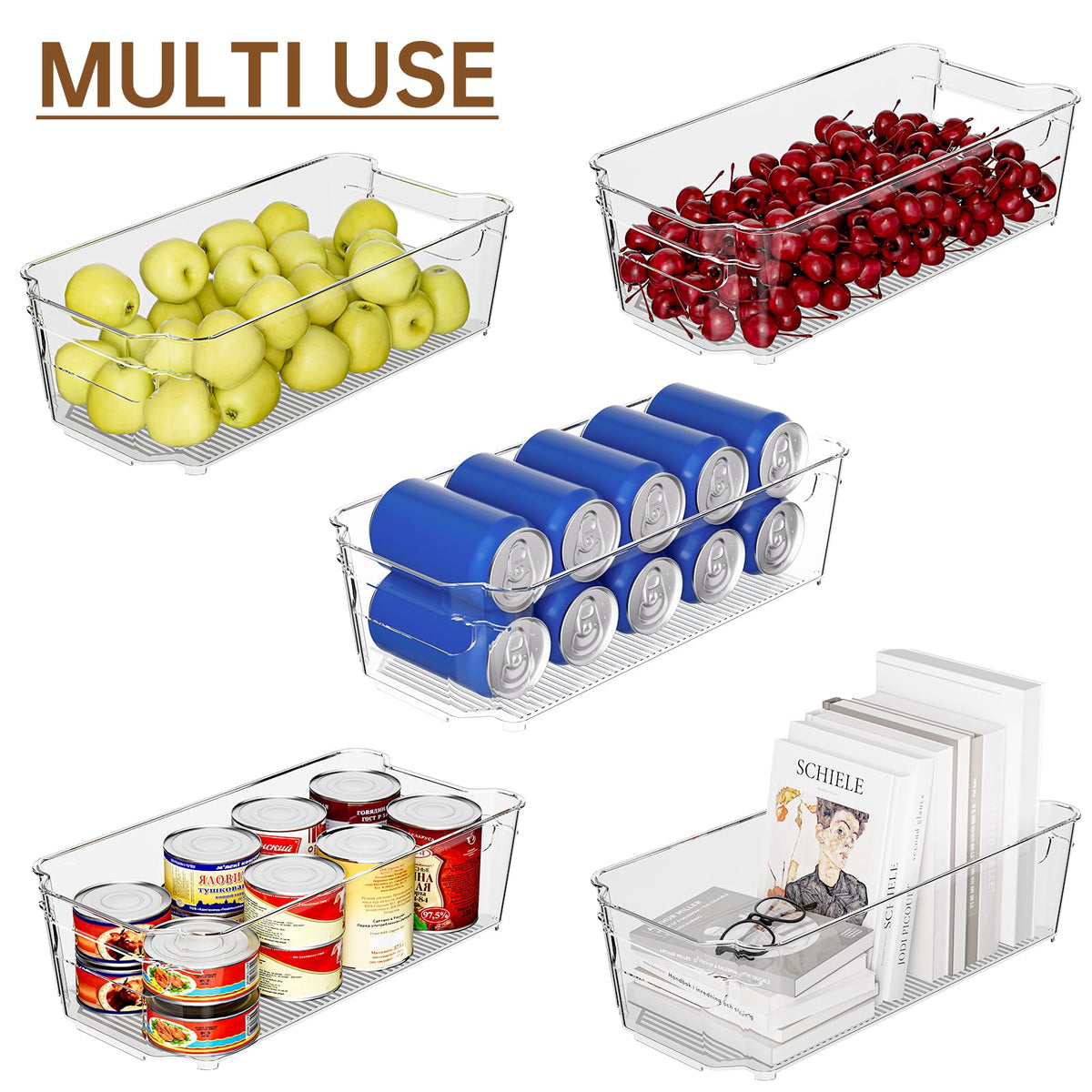 Incostar bins separate fruits, vegetables, dairy, and beverages for quick access.