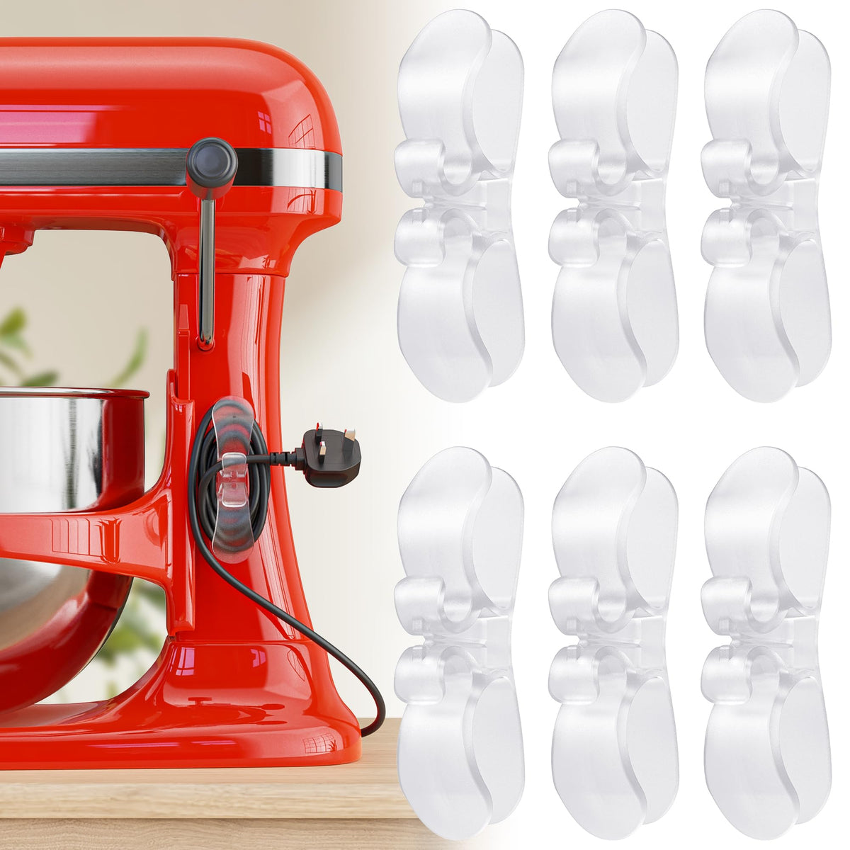 INDEMO clear cord organizer stick-on keeps appliance cords tidy and accessible.