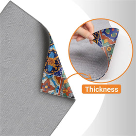 indokyeyqaz Talavera Dish Drying Mat under sink rack demonstrates added versatility with pattern.