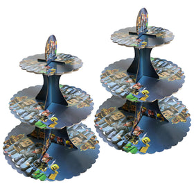 IndoTribe 2-pack block game cupcake stand on a dessert table for gaming parties